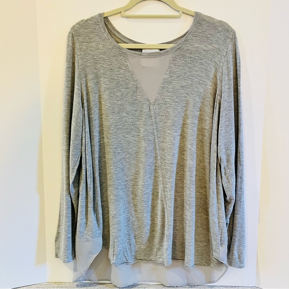 Lysse Women's Heather Gray Long Sleeve Tee Tunic Flowy size large